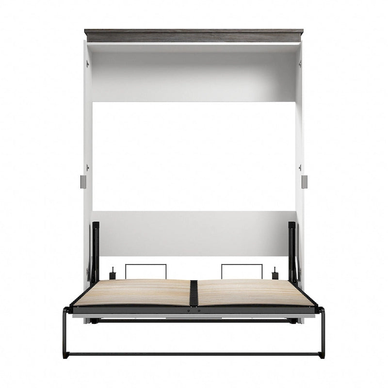 Cama de pared Queen gris corteza y grafito / nogal blanco, montaje entre 2 personas, 67W