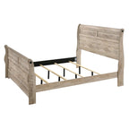 Juego de cama trineo blanqueada y 2 mesitas de noche – King/Queen, 3 piezas