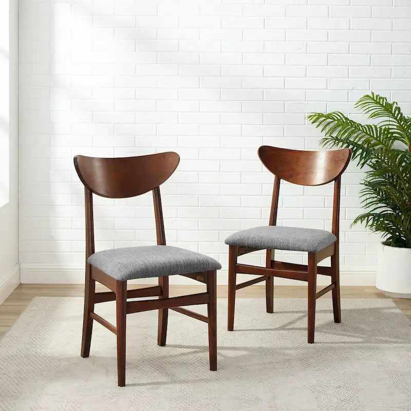 Sillas de comedor de madera Crosley Landon de 2 piezas con asiento tapizado - 33.25H x19.75W x 19.75D
