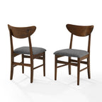 Sillas de comedor de madera Crosley Landon de 2 piezas con asiento tapizado - 33.25H x19.75W x 19.75D
