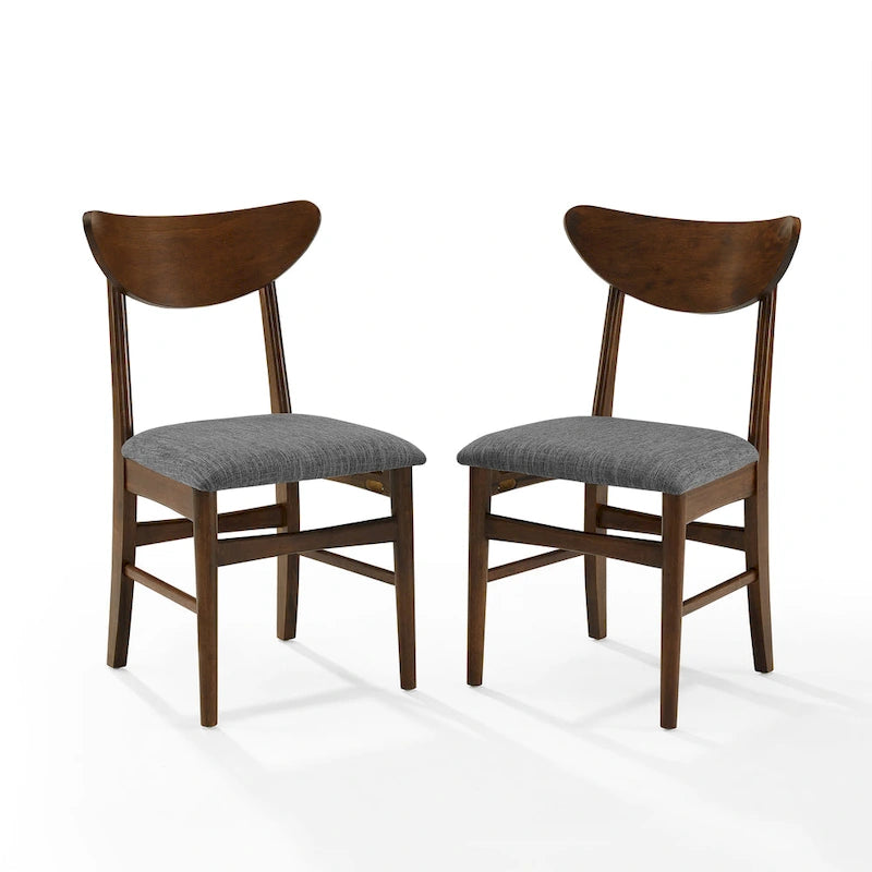 Sillas de comedor de madera Crosley Landon de 2 piezas con asiento tapizado - 33.25H x19.75W x 19.75D