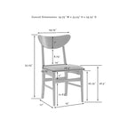 Sillas de comedor de madera Crosley Landon de 2 piezas con asiento tapizado - 33.25H x19.75W x 19.75D