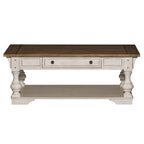Mesa de centro superior de madera/chapado blanco envejecido