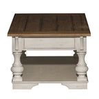 Mesa de centro superior de madera/chapado blanco envejecido
