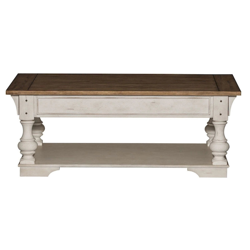 Mesa de centro superior de madera/chapado blanco envejecido