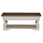 Mesa de centro superior de madera/chapado blanco envejecido
