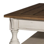 Mesa de centro superior de madera/chapado blanco envejecido
