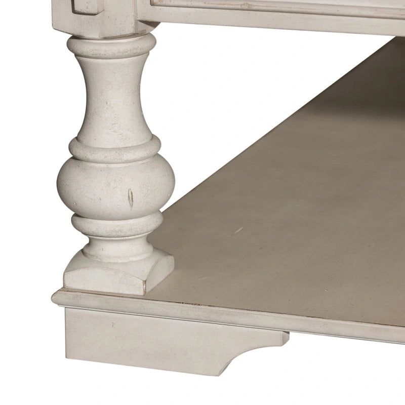 Mesa de centro superior de madera/chapado blanco envejecido