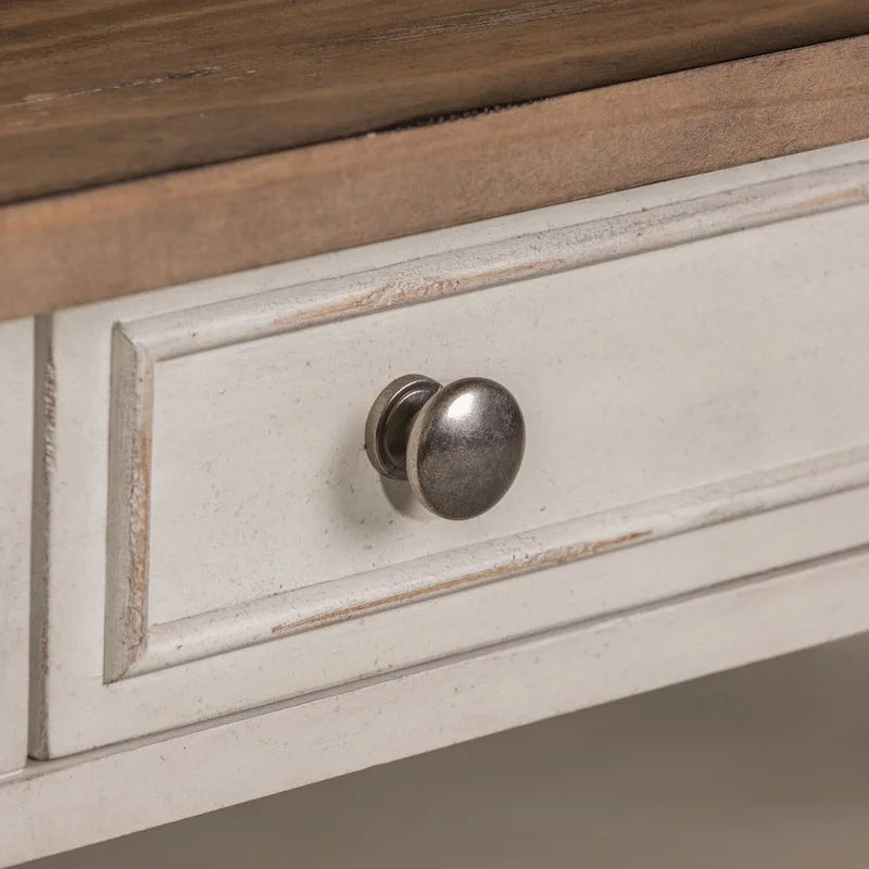 Mesa de centro superior de madera/chapado blanco envejecido