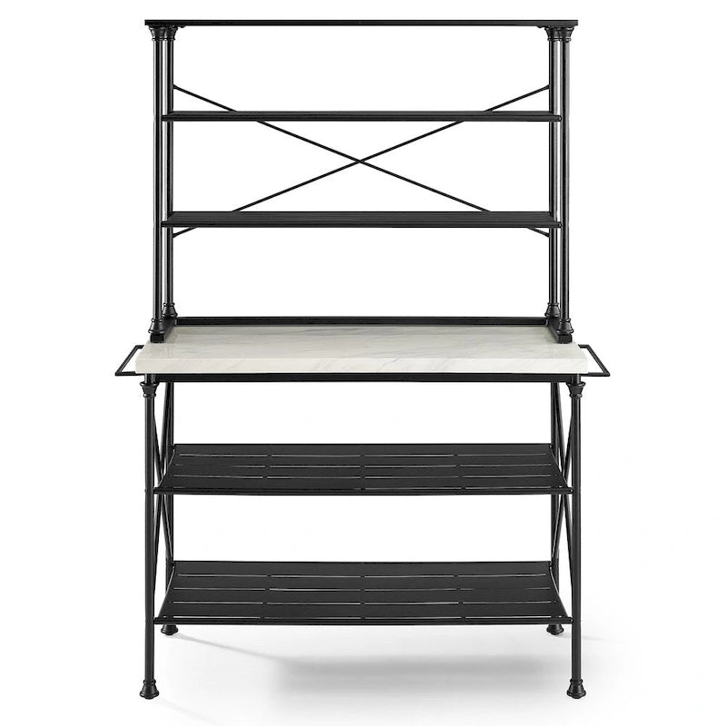 Mueble de cocina fijo con isla y alacena, tapa de madera, 2 piezas, color negro