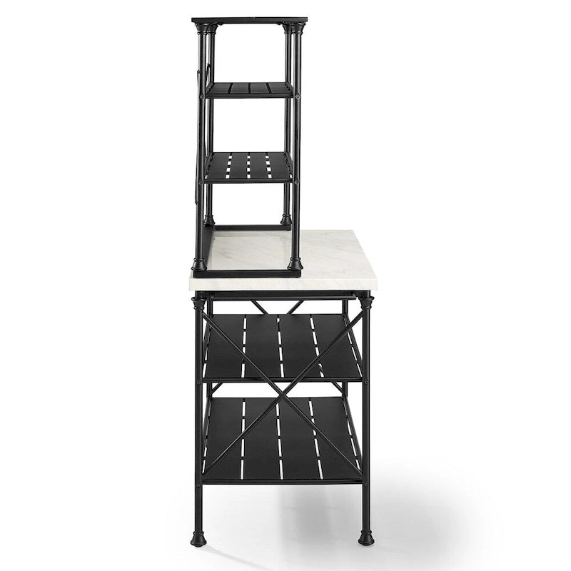 Mueble de cocina fijo con isla y alacena, tapa de madera, 2 piezas, color negro