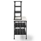 Mueble de cocina fijo con isla y alacena, tapa de madera, 2 piezas, color negro