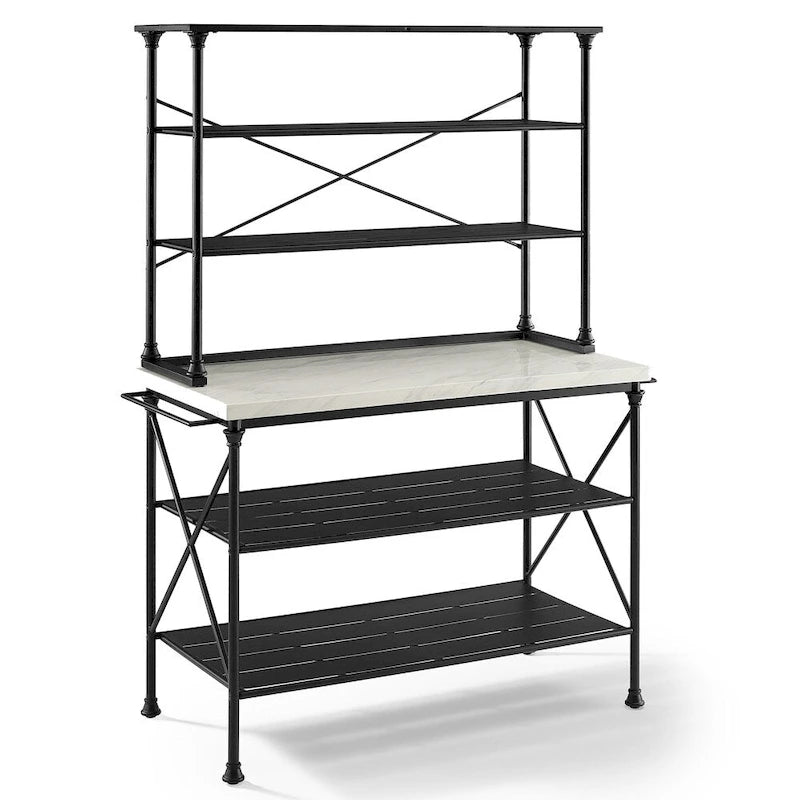 Mueble de cocina fijo con isla y alacena, tapa de madera, 2 piezas, color negro