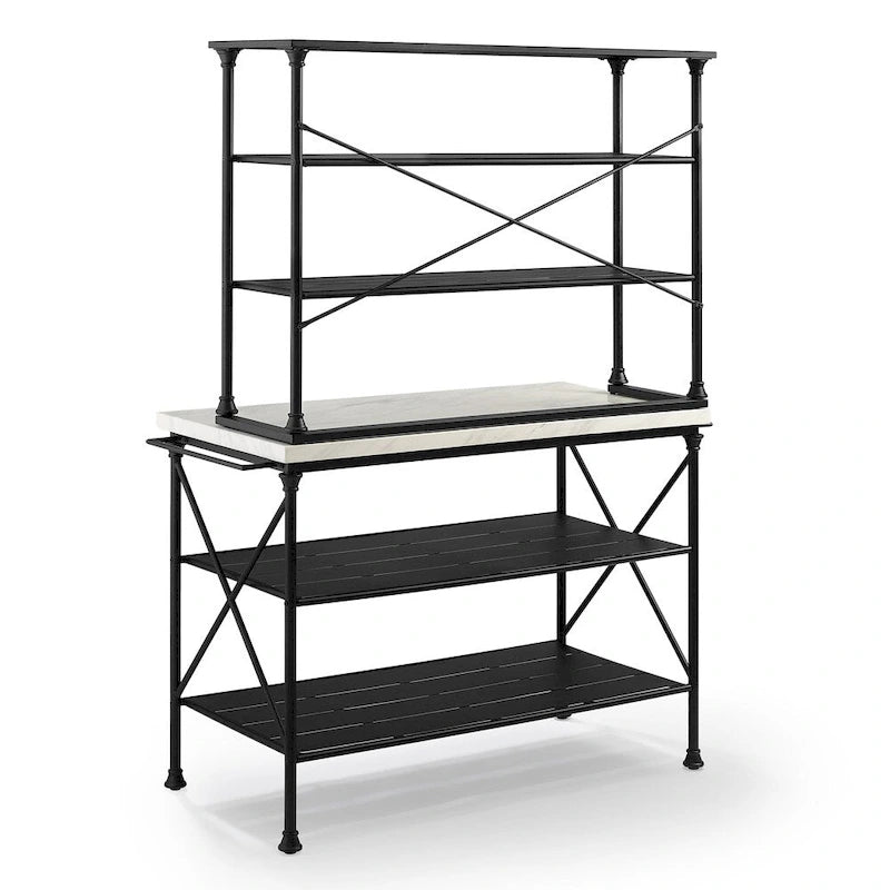 Mueble de cocina fijo con isla y alacena, tapa de madera, 2 piezas, color negro