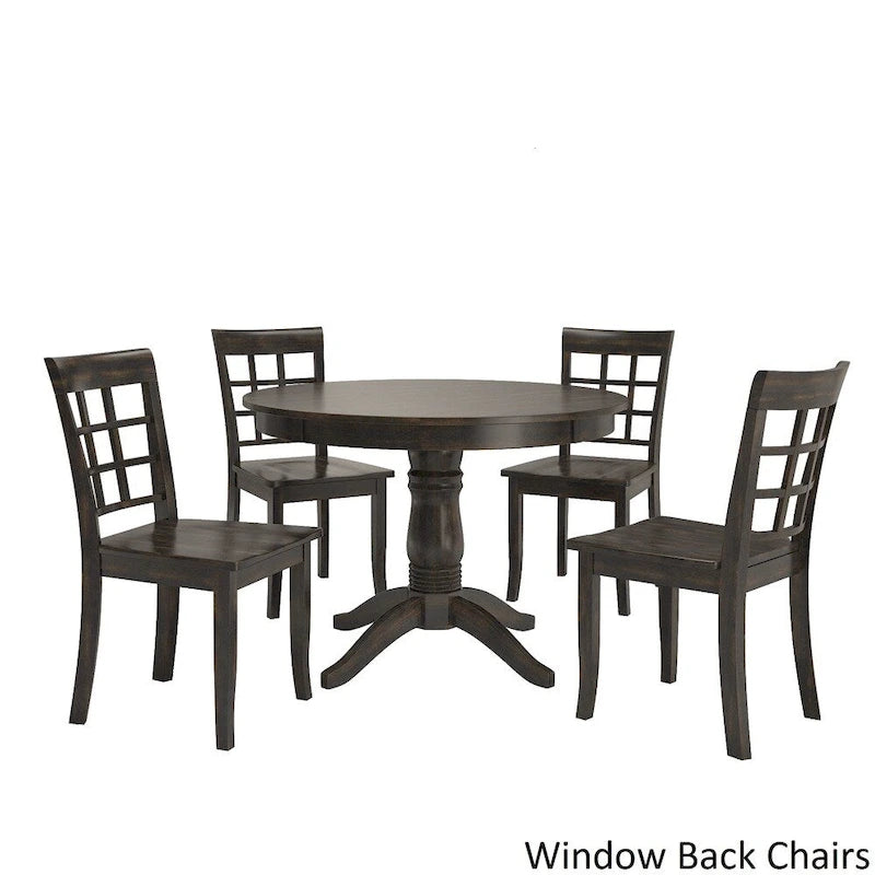 Juego de comedor de 5 piezas con base de pedestal redonda Wilmington II en negro antiguo de iNSPIRE Q Classic