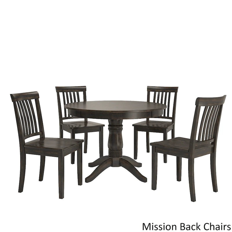 Juego de comedor de 5 piezas con base de pedestal redonda Wilmington II en negro antiguo de iNSPIRE Q Classic