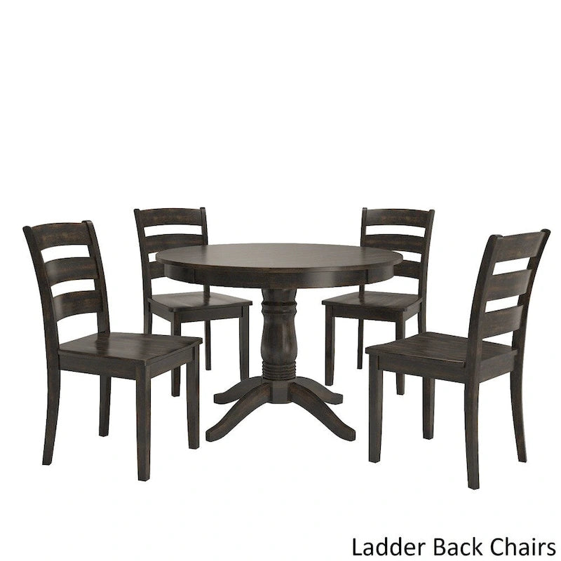 Juego de comedor de 5 piezas con base de pedestal redonda Wilmington II en negro antiguo de iNSPIRE Q Classic