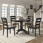 Juego de comedor de 5 piezas con base de pedestal redonda Wilmington II en negro antiguo de iNSPIRE Q Classic