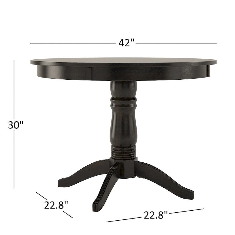 Juego de comedor de 5 piezas con base de pedestal redonda Wilmington II en negro antiguo de iNSPIRE Q Classic