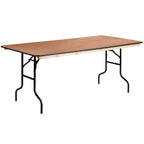 Mesa de banquete plegable de madera natural, rectangular, para 8 personas