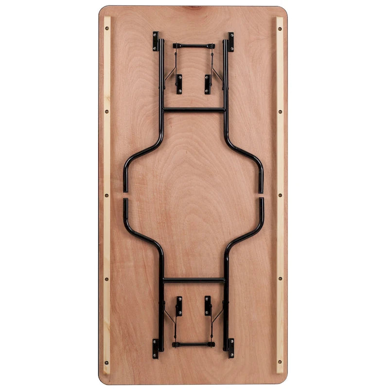 Mesa de banquete plegable de madera natural, rectangular, para 8 personas
