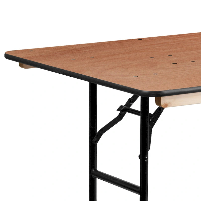 Mesa de banquete plegable de madera natural, rectangular, para 8 personas