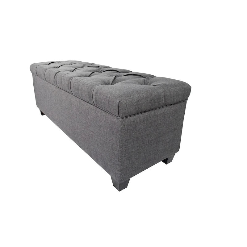 Banco de Almacenamiento de Zapatos Acolchado Gris de Diamante – Asiento para 2 Personas