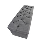 Banco de Almacenamiento de Zapatos Acolchado Gris de Diamante – Asiento para 2 Personas
