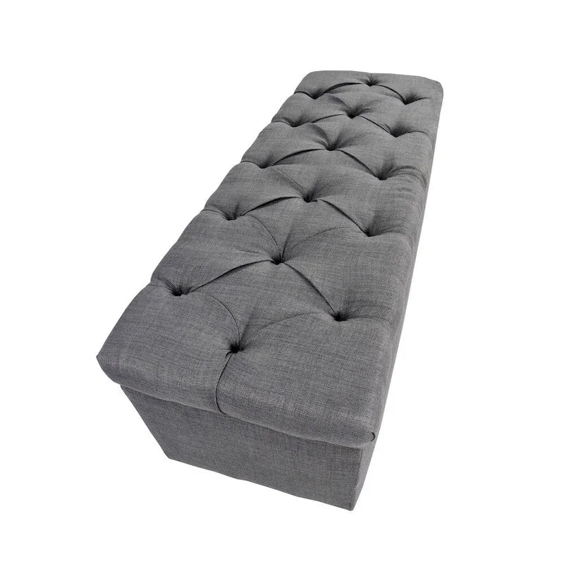 Banco de Almacenamiento de Zapatos Acolchado Gris de Diamante – Asiento para 2 Personas
