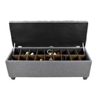 Banco de Almacenamiento de Zapatos Acolchado Gris de Diamante – Asiento para 2 Personas