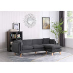 Seccional de tela naranja/gris oscuro/gris claro con chaise longue, multisillas