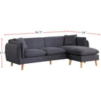 Seccional de tela naranja/gris oscuro/gris claro con chaise longue, multisillas