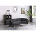 Seccional de tela naranja/gris oscuro/gris claro con chaise longue, multisillas