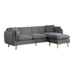 Seccional de tela naranja/gris oscuro/gris claro con chaise longue, multisillas