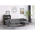 Seccional de tela naranja/gris oscuro/gris claro con chaise longue, multisillas