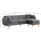 Seccional de tela naranja/gris oscuro/gris claro con chaise longue, multisillas