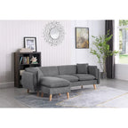 Seccional de tela naranja/gris oscuro/gris claro con chaise longue, multisillas