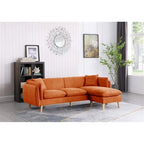 Seccional de tela naranja/gris oscuro/gris claro con chaise longue, multisillas