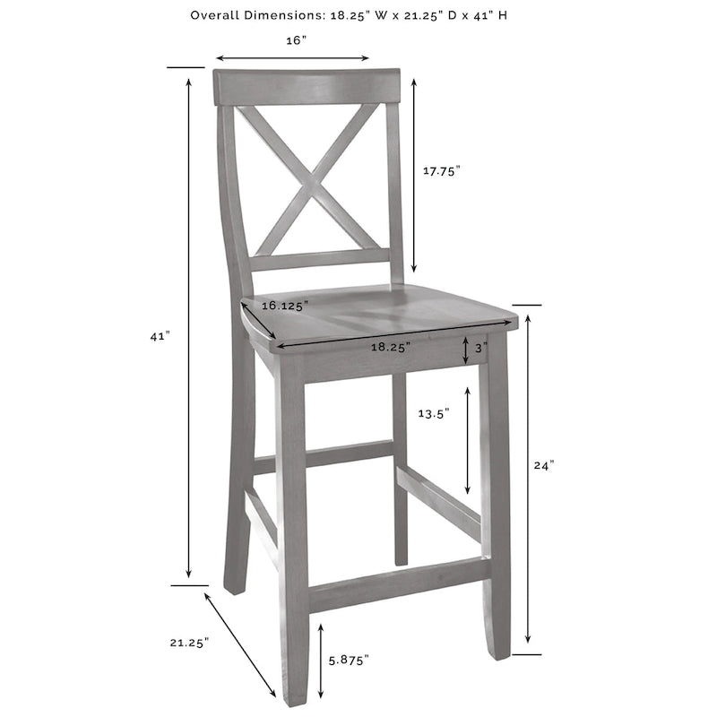 Isla de cocina con tapa de madera blanca y taburetes con respaldo en X, para 2 personas
