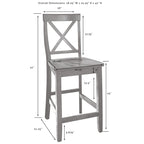 Isla de cocina con tapa de madera blanca y taburetes con respaldo en X, para 2 personas
