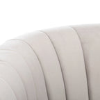 Sillón giratorio cilíndrico tapizado en canales Forest Green/Navy/Taupe y dorado, individual