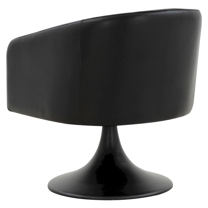 Silla con pedestal Tela - Negro / Marrón claro, Cuero vegano, Asiento individual