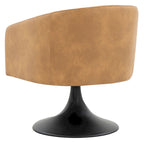 Silla con pedestal Tela - Negro / Marrón claro, Cuero vegano, Asiento individual
