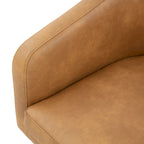 Silla con pedestal Tela - Negro / Marrón claro, Cuero vegano, Asiento individual