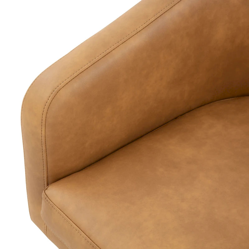 Silla con pedestal Tela - Negro / Marrón claro, Cuero vegano, Asiento individual