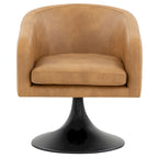 Silla con pedestal Tela - Negro / Marrón claro, Cuero vegano, Asiento individual
