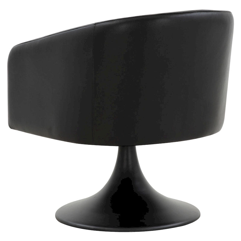 Silla con pedestal Tela - Negro / Marrón claro, Cuero vegano, Asiento individual
