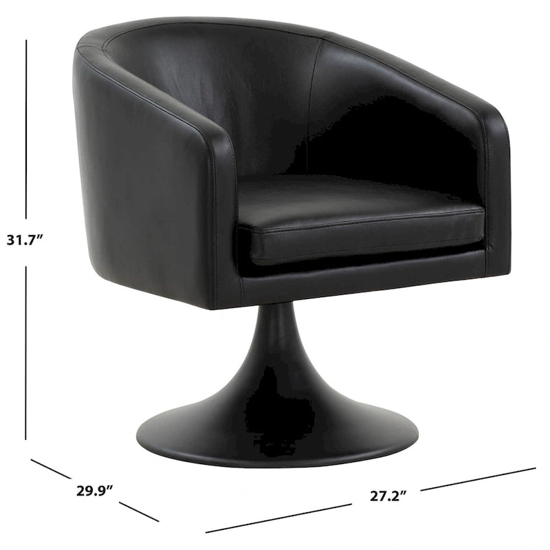 Silla con pedestal Tela - Negro / Marrón claro, Cuero vegano, Asiento individual