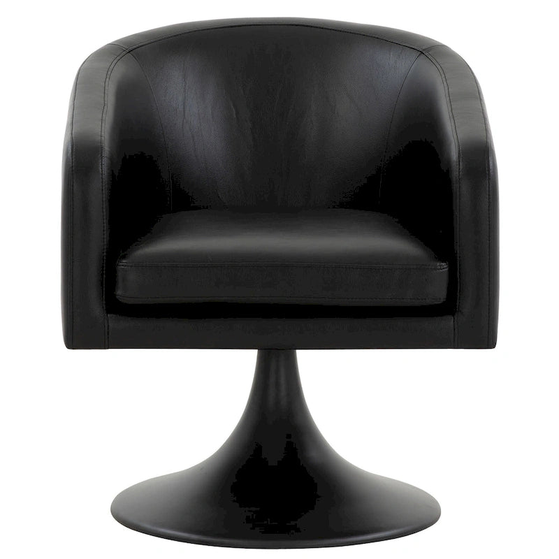 Silla con pedestal Tela - Negro / Marrón claro, Cuero vegano, Asiento individual