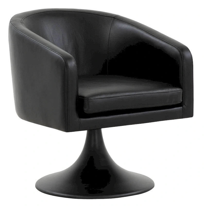Silla con pedestal Tela - Negro / Marrón claro, Cuero vegano, Asiento individual